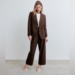 🤍 ZARA Brown Cuffed Hem Ankle Pants Trousers